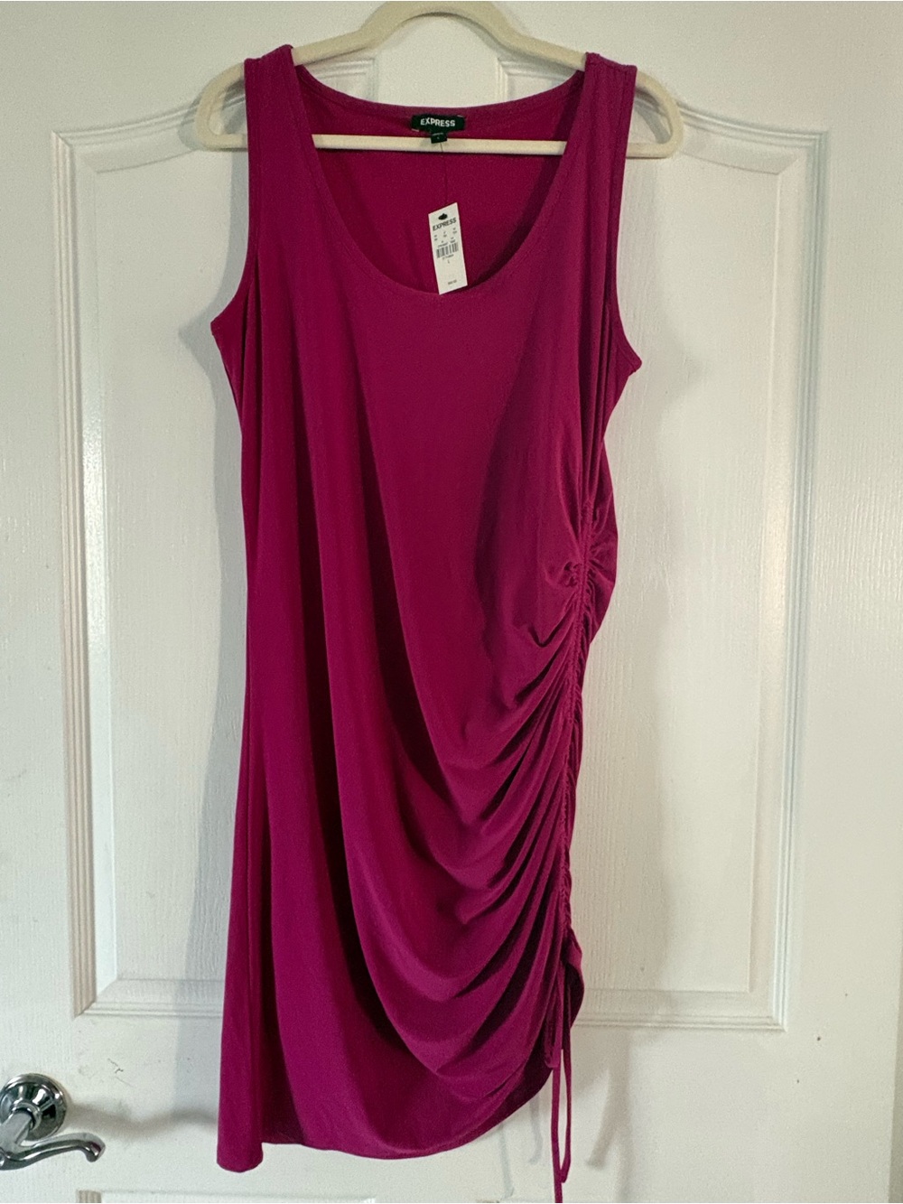 Express Magenta Ruched Tank Dress